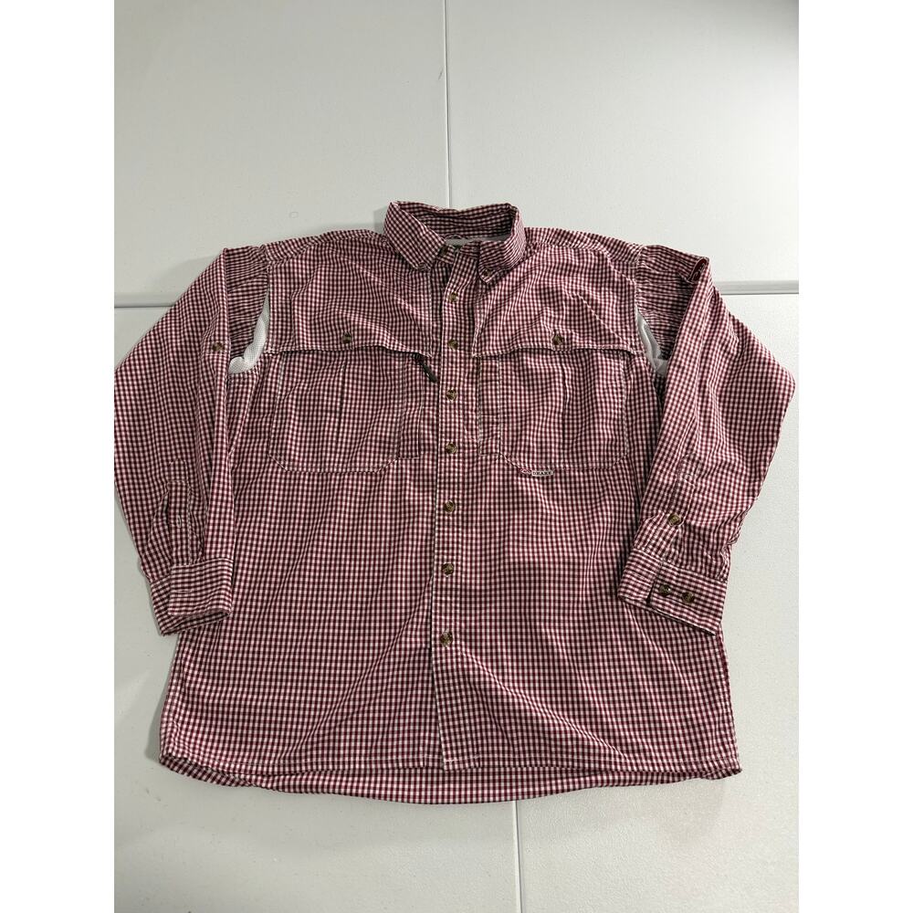 Drake Waterfowl Systems Vented Fishing Shirt Men’s Small Red Gingham
